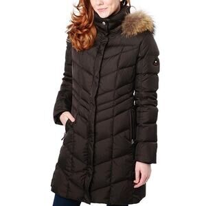 Bogner Fire + Ice Black Dalia Down Jacket Womens 4 XS Fur Trimmed Long Length